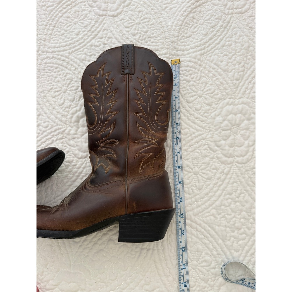 Ariat Western Cowboy Boots Womens 7.5 Brown Leather Leaf Embroidery Snip Toe - Picture 9 of 11